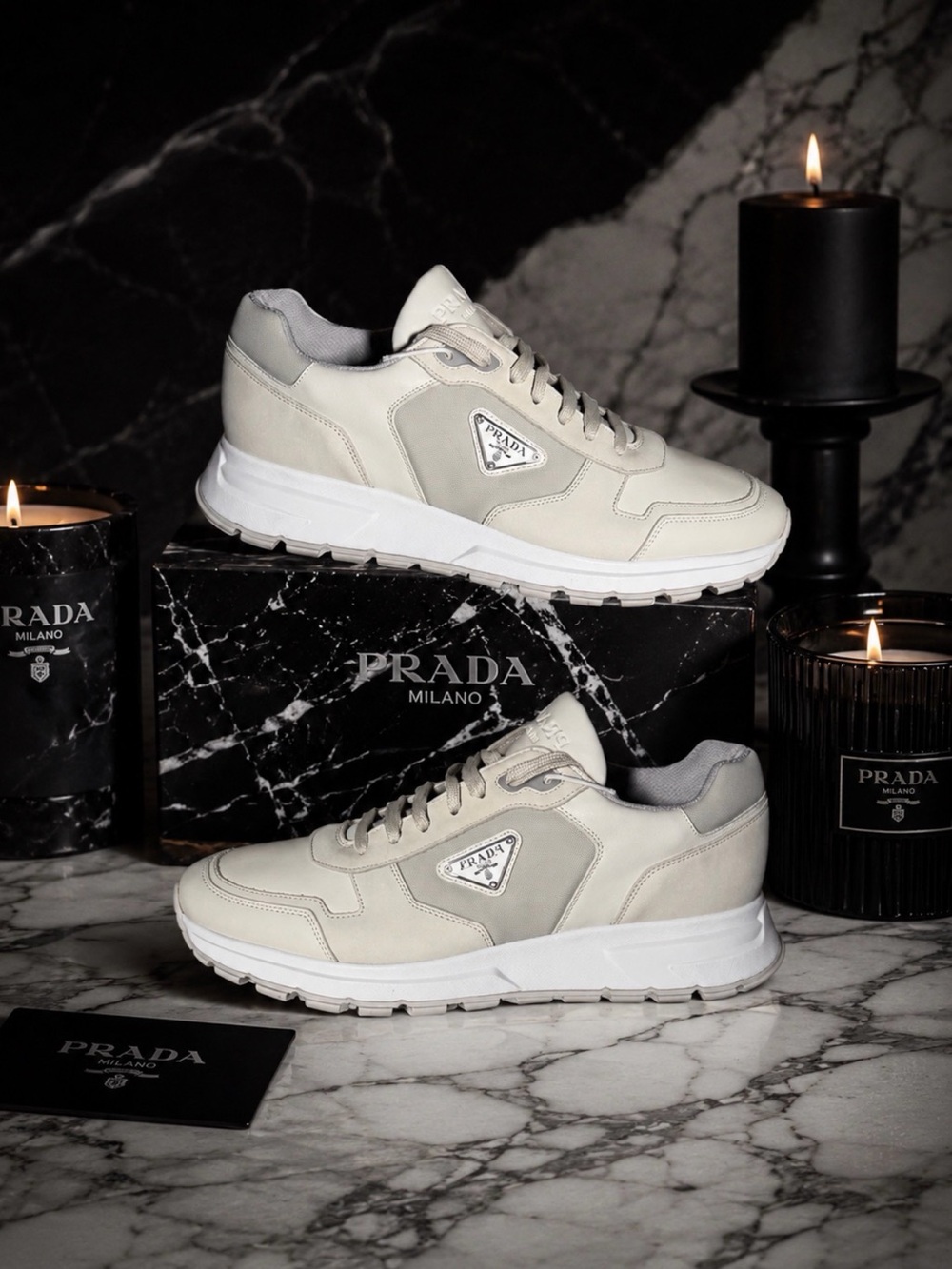 Prada Prax 01 Nubuck Re-Nylon Sneakers Chalk White Men’s US 11 EU 44 New